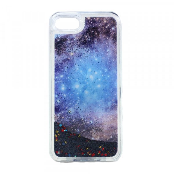 Wholesale iPhone 7 Plus Design Glitter Liquid Star Dust Clear Case (Sky Black)